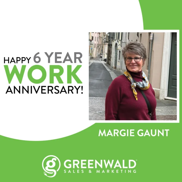 🎉💚 Happy 6-Year Anniversary, Margie! 💚🎉
Six years of hard work, collaboration, and positive impact—Margie, we’re grateful for everything you bring to Greenwald Sales & Marketing. Your commitment and enthusiasm help keep our team strong and moving forward every day.

👇 Join us as we celebrate Margie by sharing a comment below!