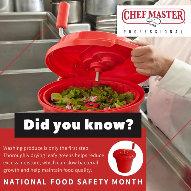 💚 September is National Food Safety Month! It's the perfect time to refresh the everyday habits that help support food quality and safer kitchen operations. Today, we're featuring Chef Master's salad spinner as one of many solutions that can make a difference. 🥗

📖 Explore our newest blog for more food safety tips, practical insights, and best practices. Link in Bio. 🍽️